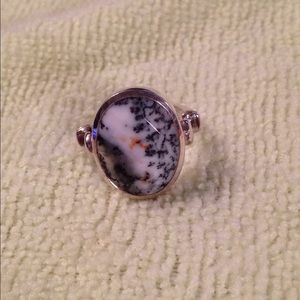 925 Sterling Silver Dendritic Opal Ring